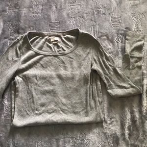 🍋 Aerie Crew Neck Waffle Knit Long Sleeve in Gray